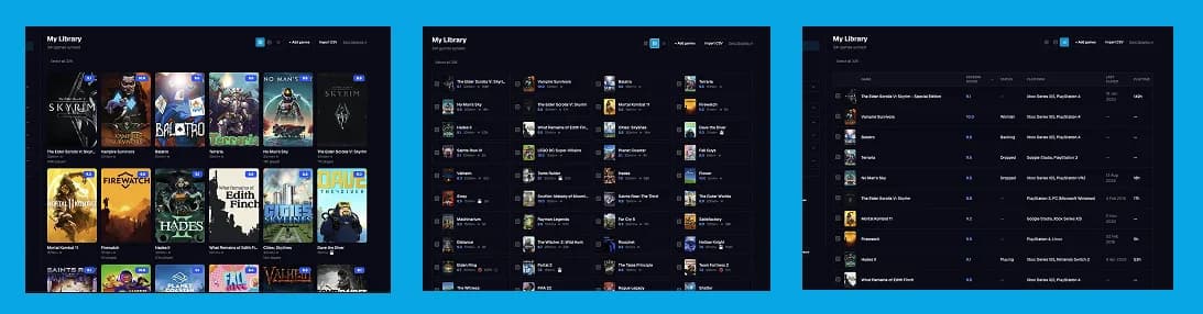 Three views for your games in the library