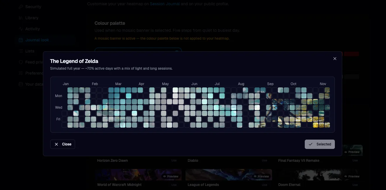 Mosaic banner example - build your own Zelda!