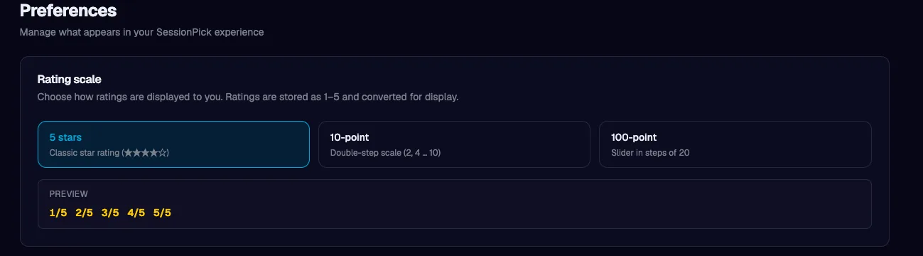 Change how ratings are displayed