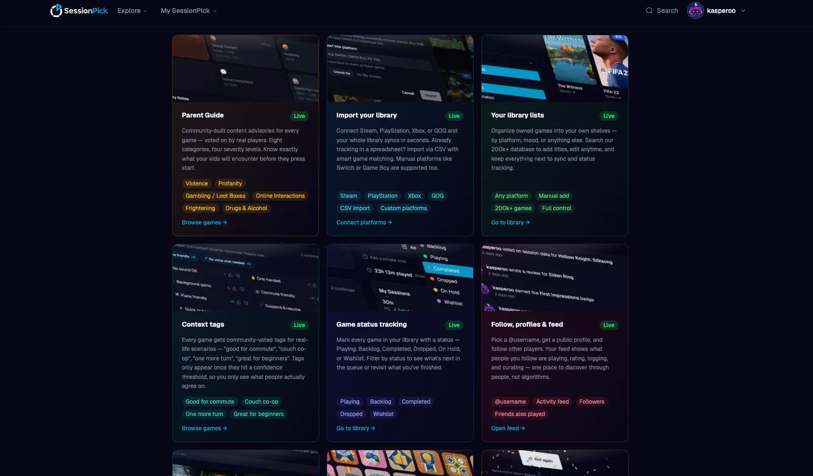 Live features re-designed