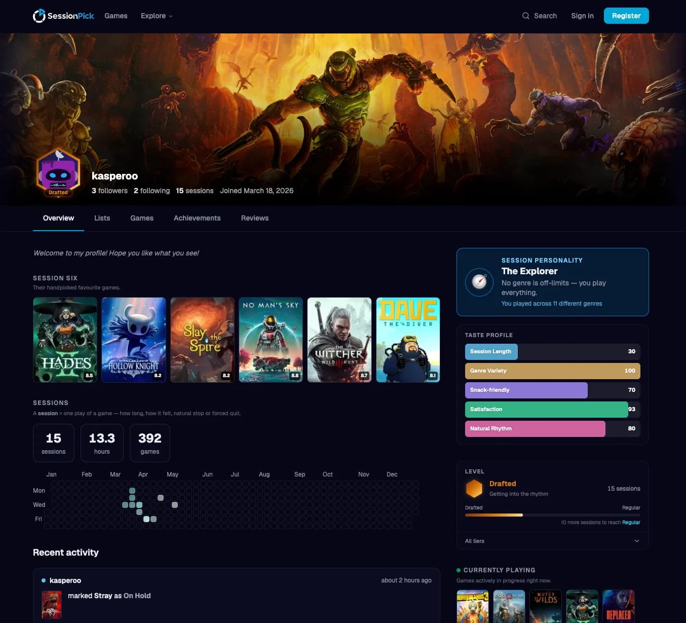 New profile page