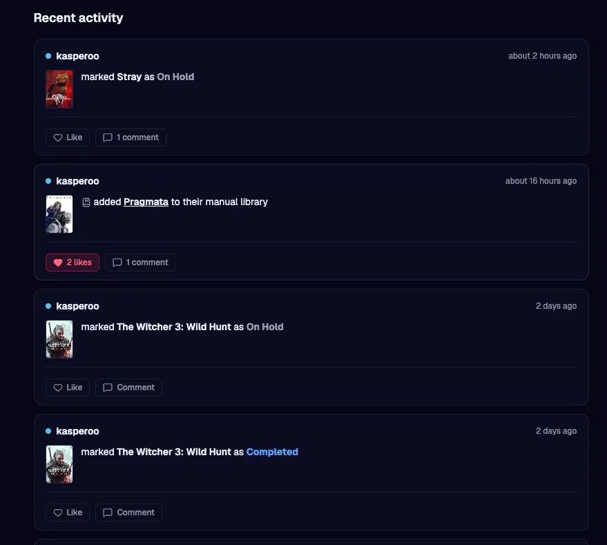 New activity feed
